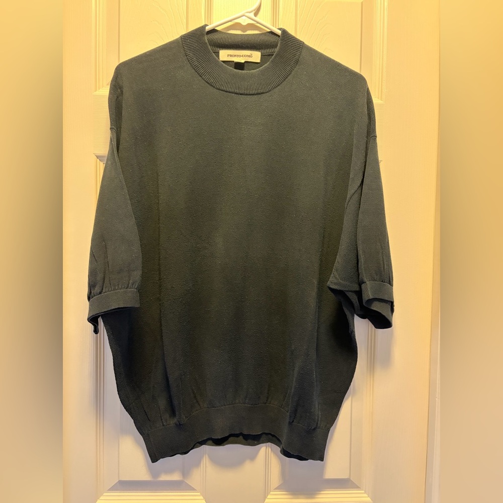 Pronto Uomo Men's Black Shortsleeve Crewneck Sweater